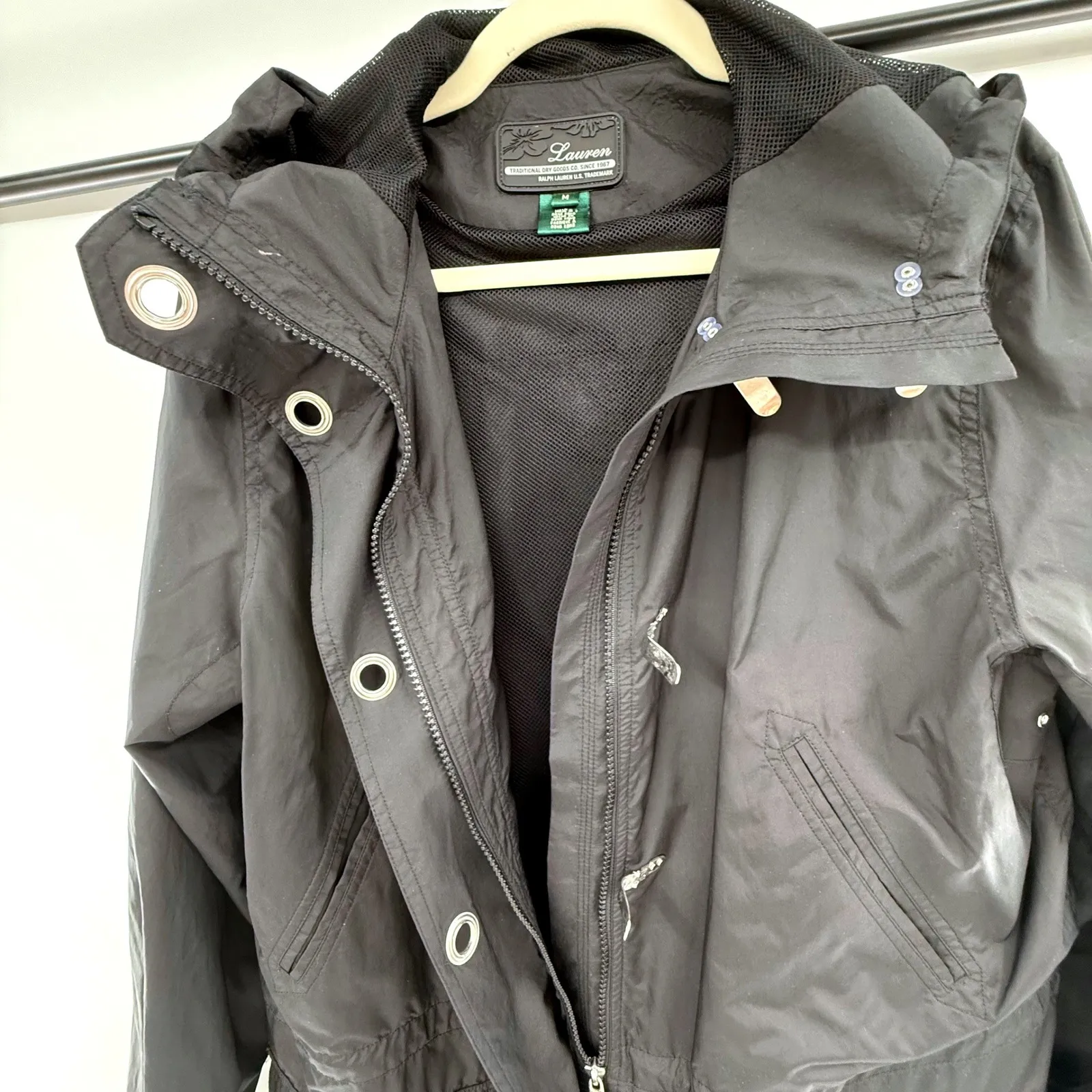 Lauren Ralph Lauren Hooded Utility Jacket Women's Medium Black Toggle Closure - Image 9