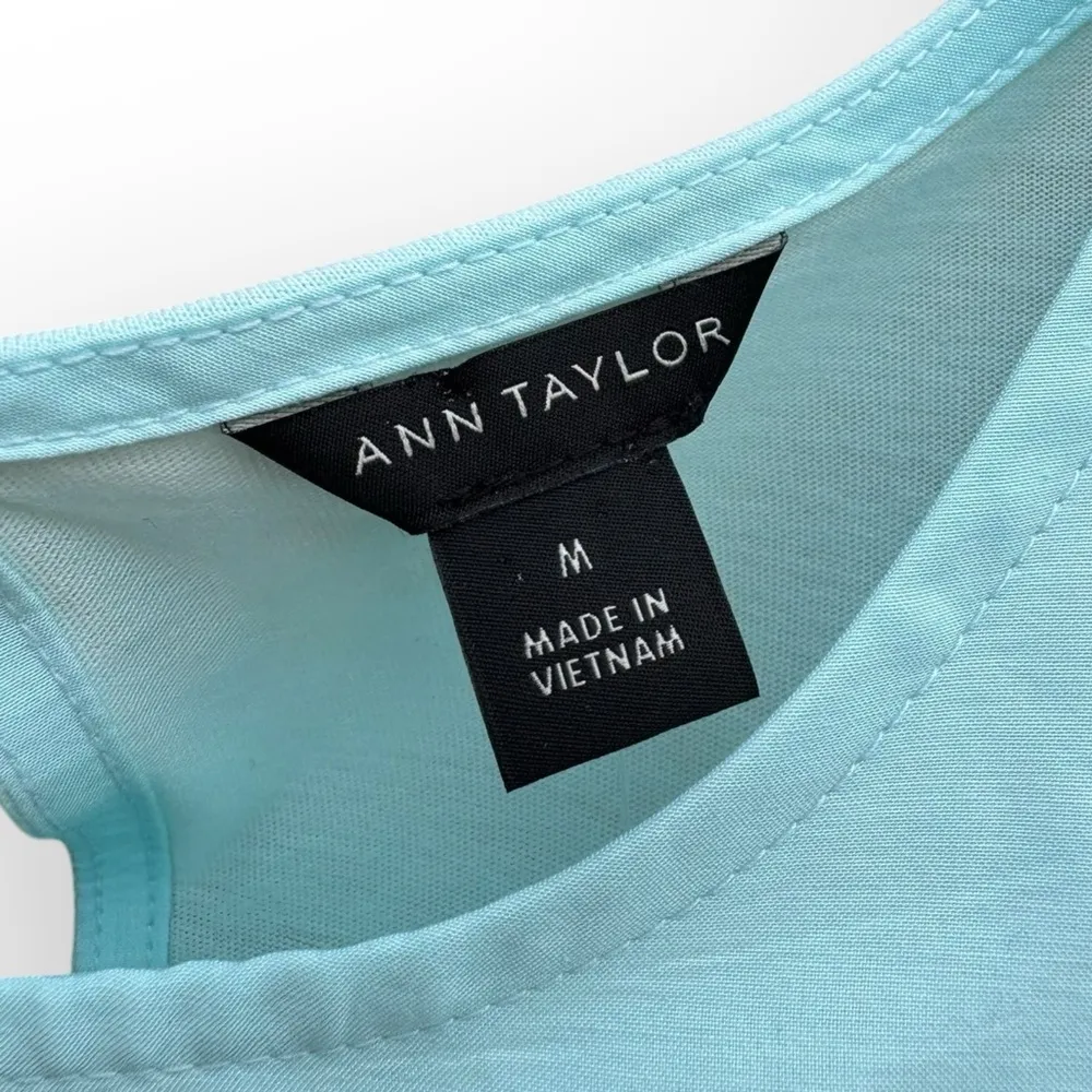 Ann Taylor Puff-Sleeve Crochet Trim Lightweight Blouse - Image 4