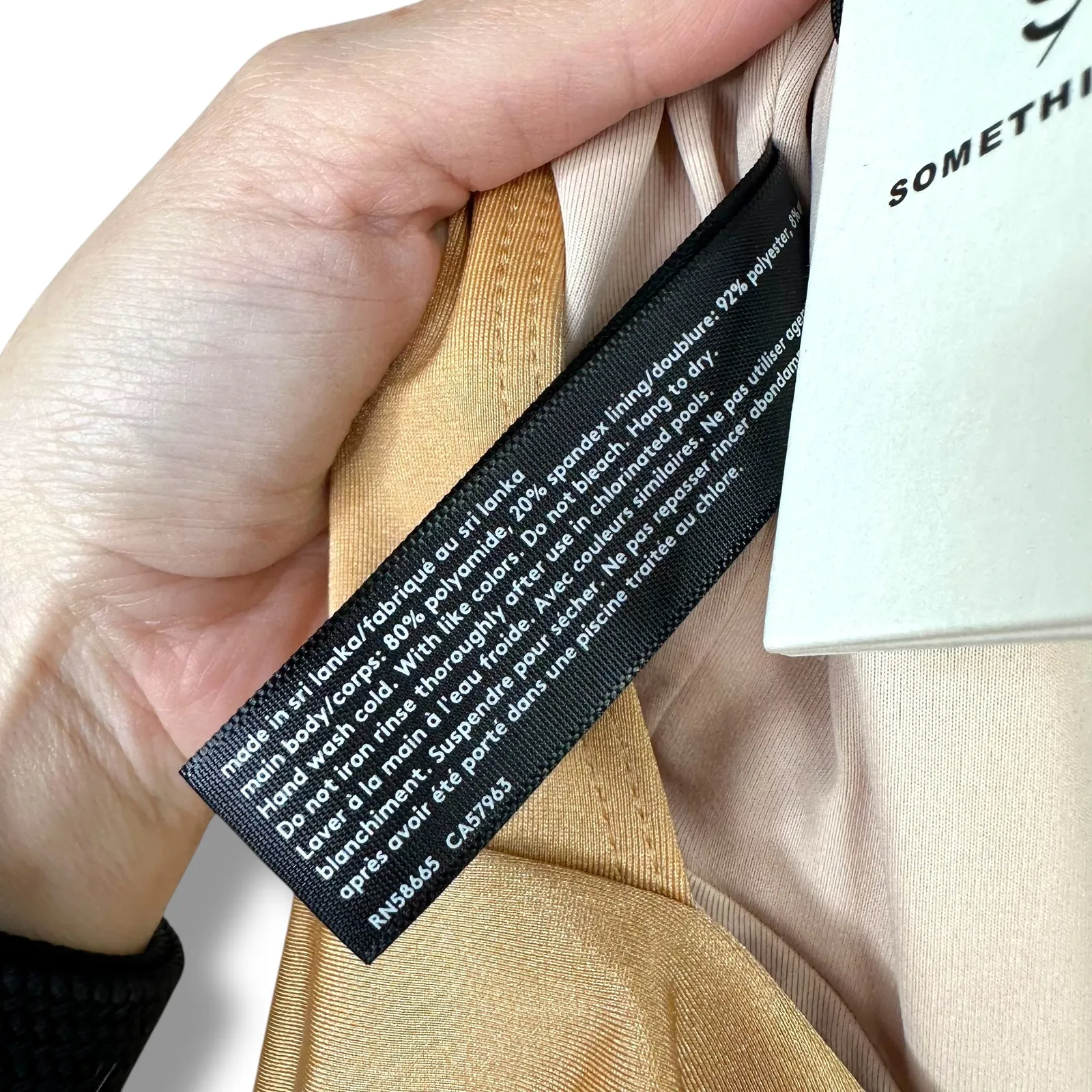 Something Navy NWT Beige Crystal Metallic Frill One-Piece Open Back Swimsuit - Image 9