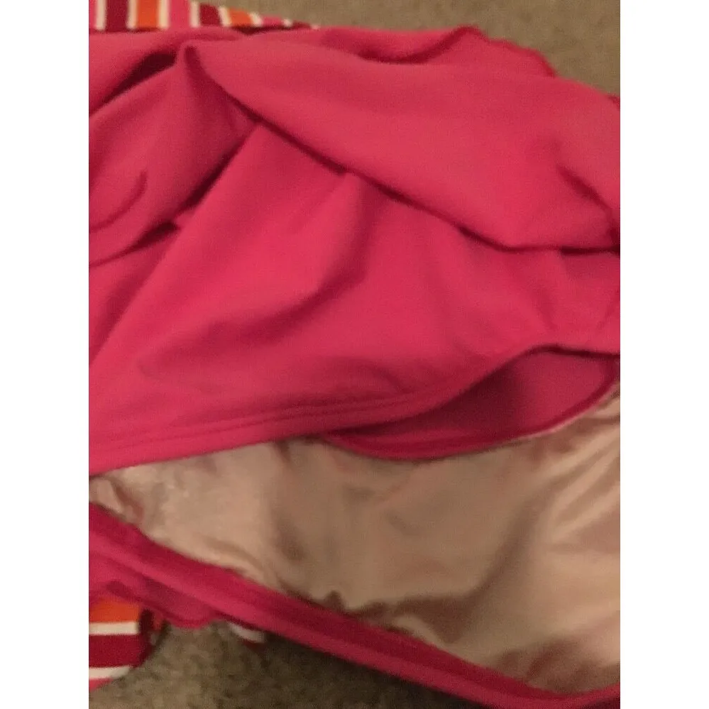 Isaac Mizrahi Women's 2-Piece Swim Skirt & Top Set Size Medium Striped Pink - Image 7