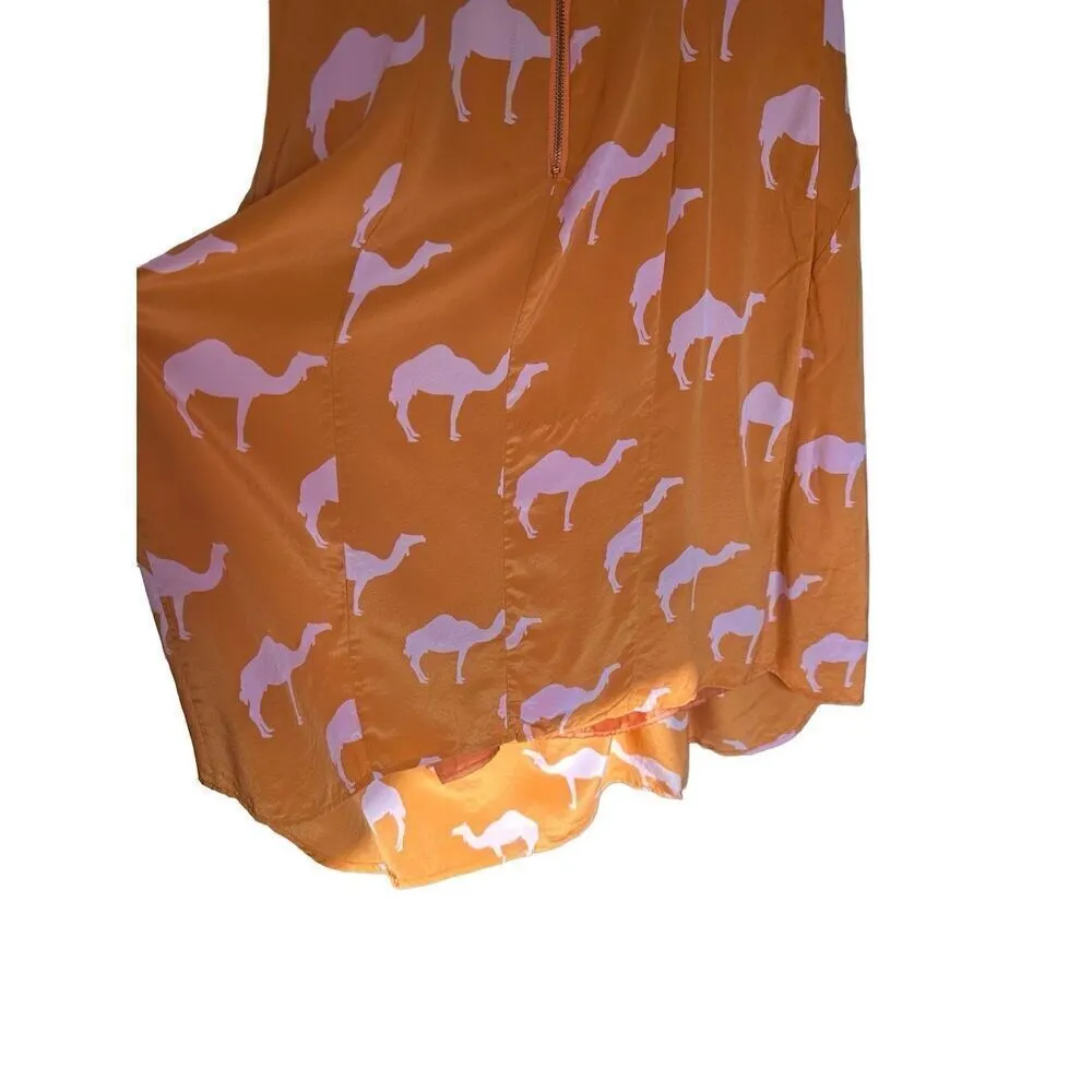 Anthropologie Rare "Dromedary Dress" by Charlotte Taylor Orange pink camel novel - Image 10