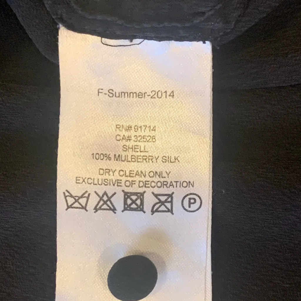 Armani Exchange Blouse XL Black Elegant 100% Mulberry Silk Short Sleeve Luxury - Image 3