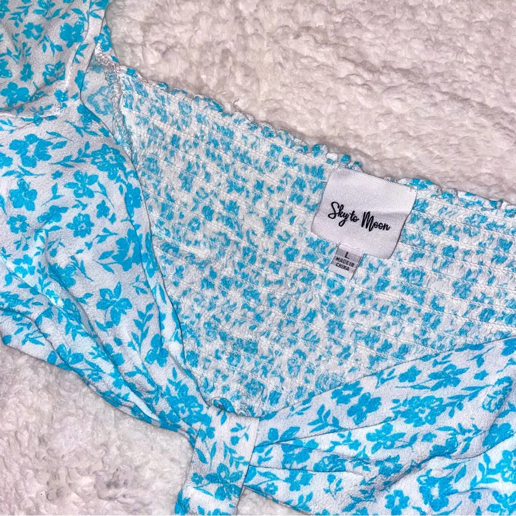 Isabelle’s Cabinet Floral Cut out Mini Dress size Large Blue - Image 6