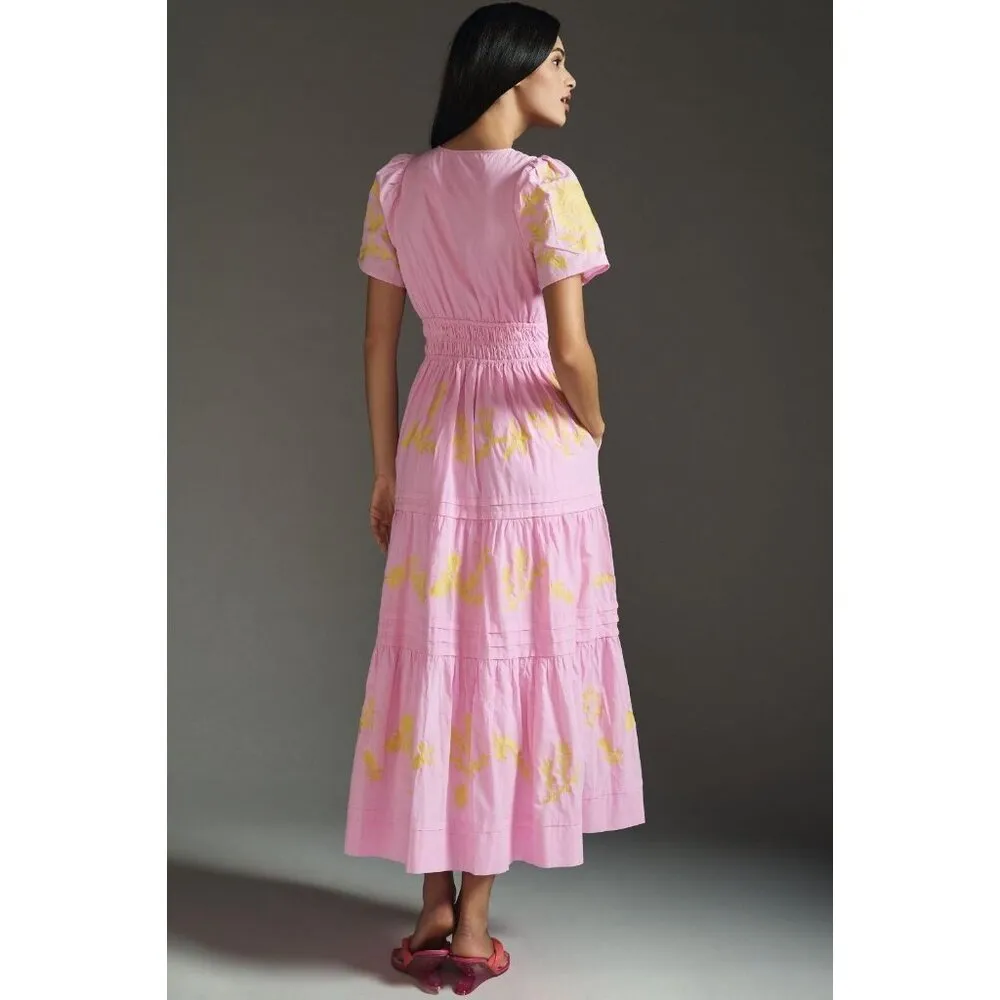NWT Anthropologie Maeve Somerset Maxi in Pink Embroidered Edition Dress MP - Image 9