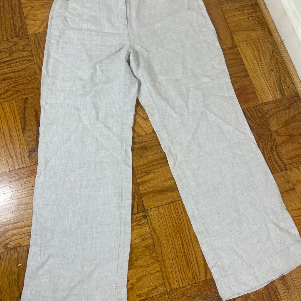 Chico's Soft Gray 100%linen straight leg pants  size L - Image 3