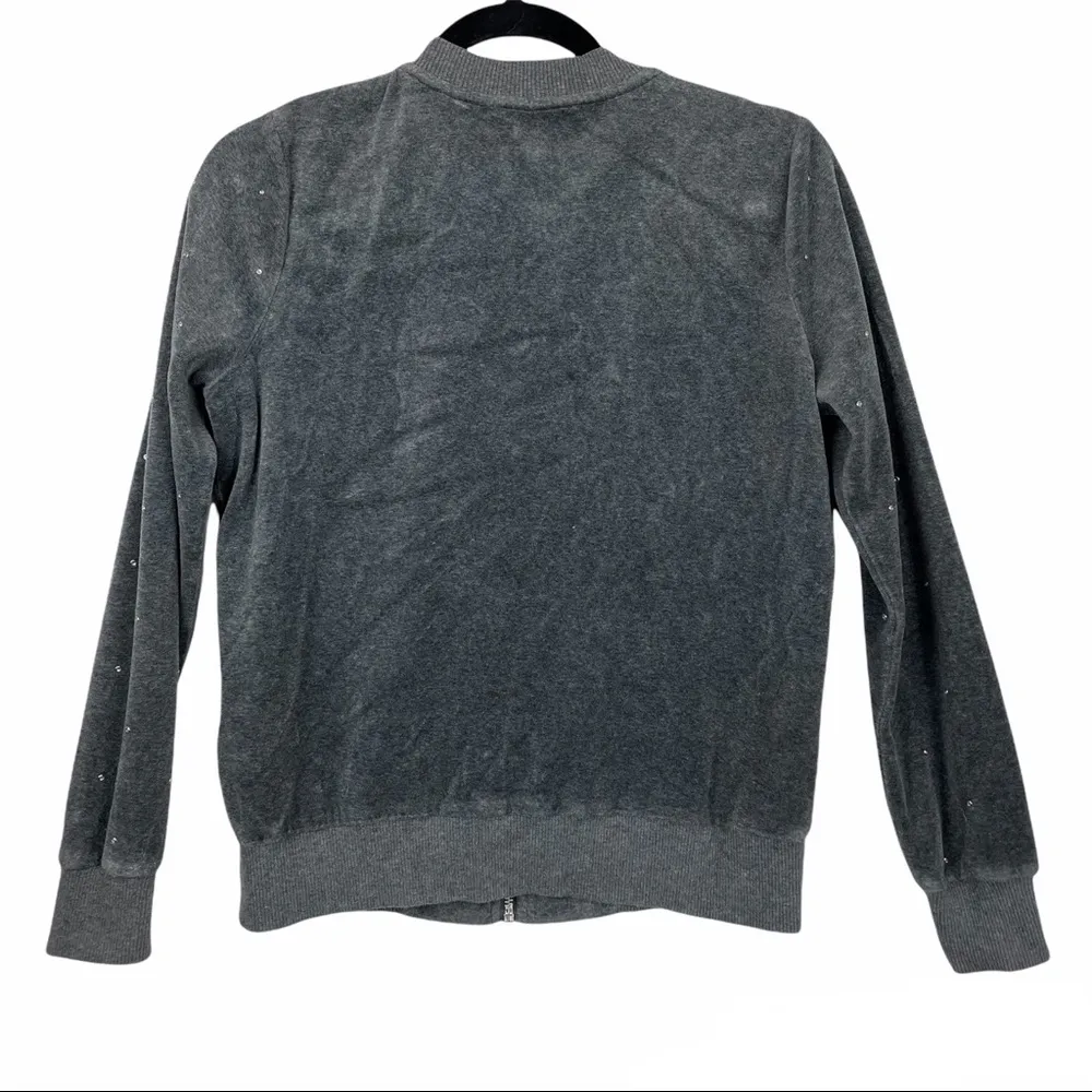 Y2K Michael Kors Grey Velour Track Suit Set Rhinestone Embellished Sz Petite Sm - Image 4