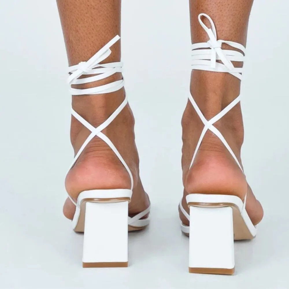 Princess Polly  White Lena Heels - Image 9