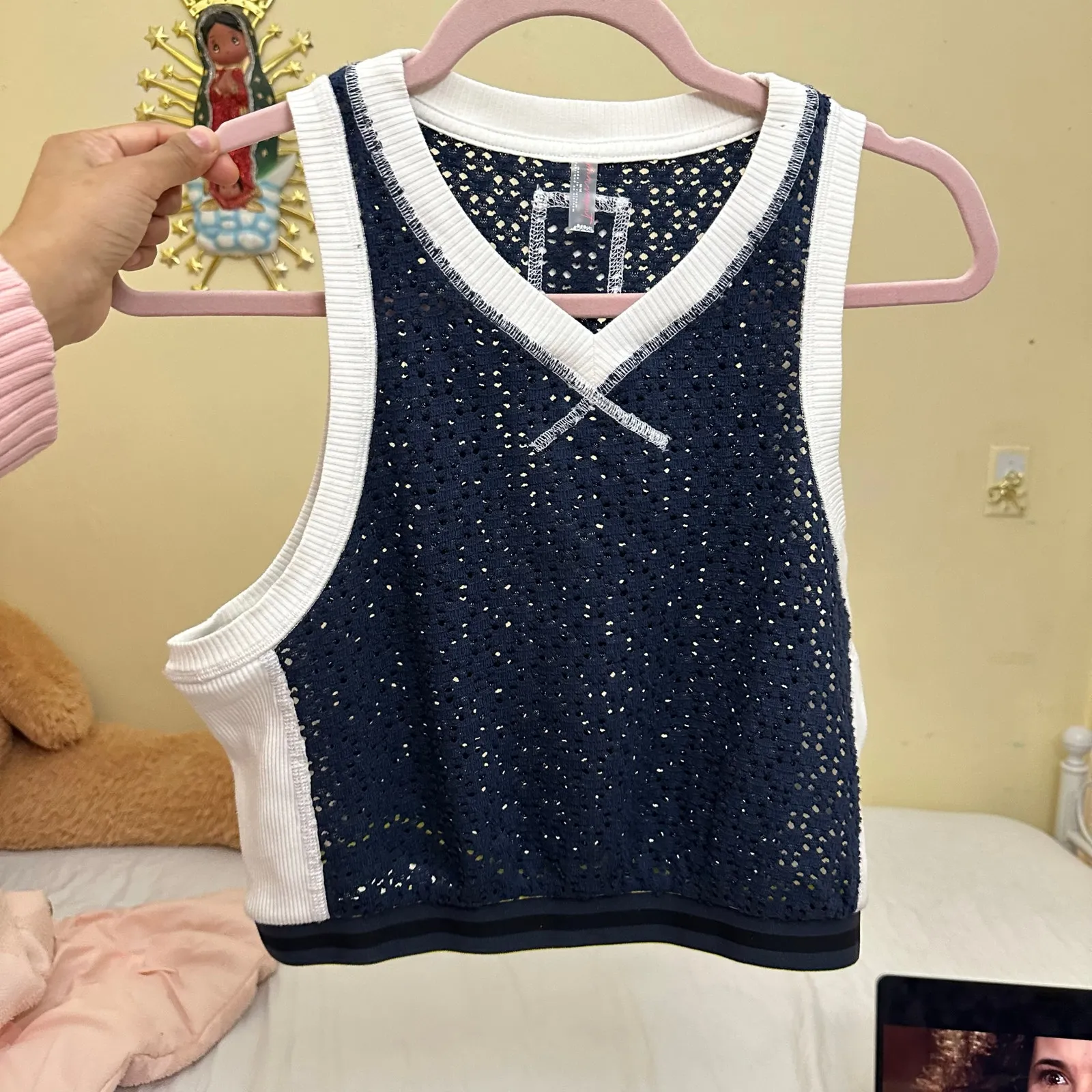 Free People Intimately Slam Dunk Top Size Medium Blue White - Image 5