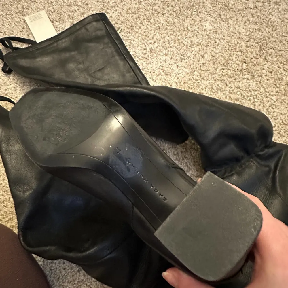 NWT  Over the Knee Leather Sz 36 Boots Tie Block Heel Pointed Toe - Image 5