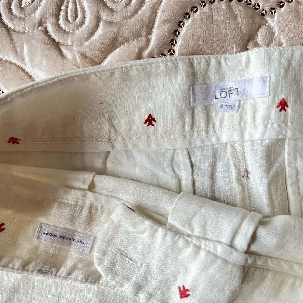 Ann Taylor LOFT Linen Blend Riviera Shorts Bohemian Aztec Print Size 6 - Image 4