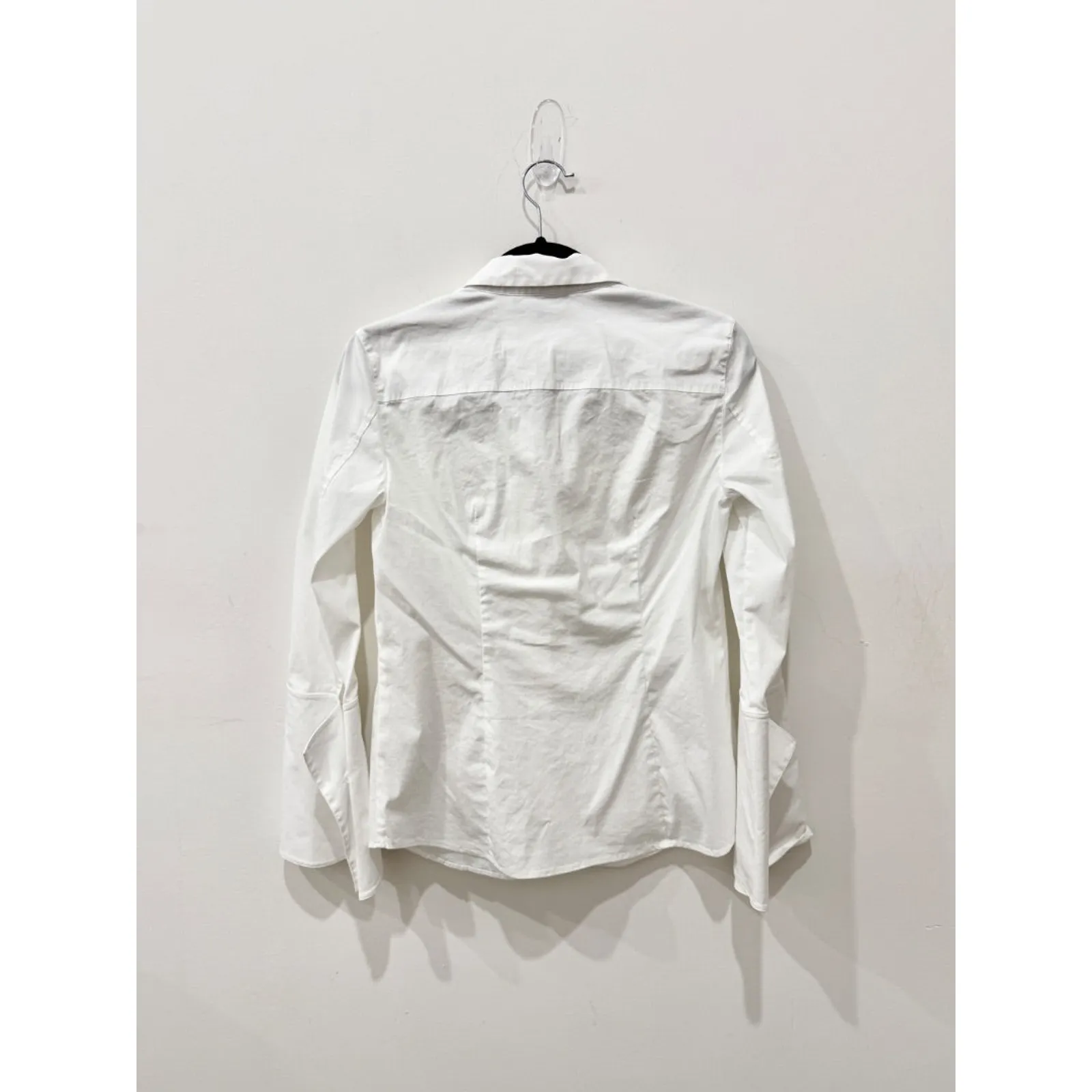 NWT Lafayette 148 Stretch Cotton Straight Button Down Shirt White Women's Size 2 - Image 4