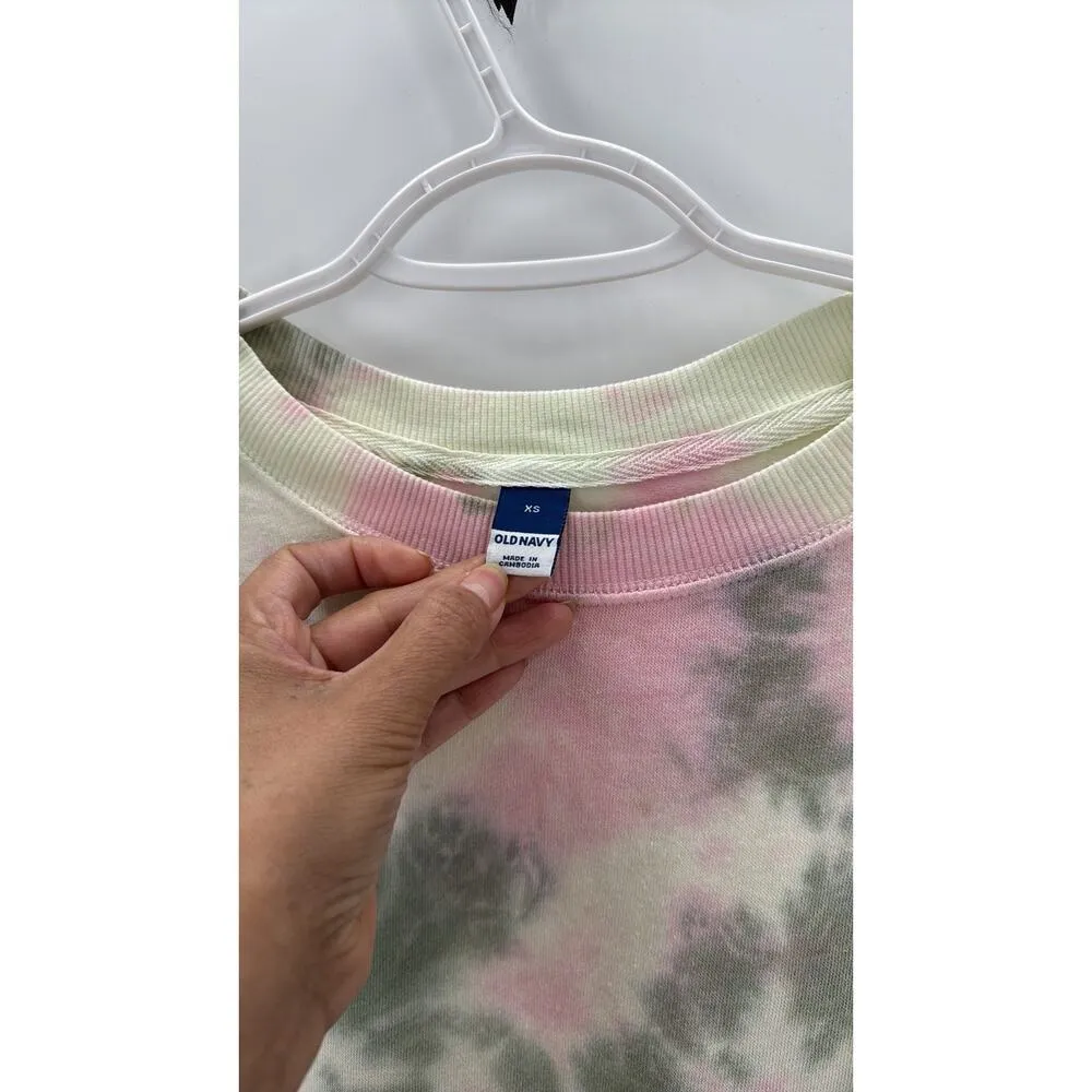 Old Navy Tie Dyed French Terry cloth Tunic Sweatshirt size xs oversized hi lo - Image 3