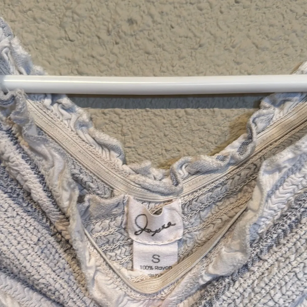 Blue and White Pleated Wrap Maxi Dress - Image 2