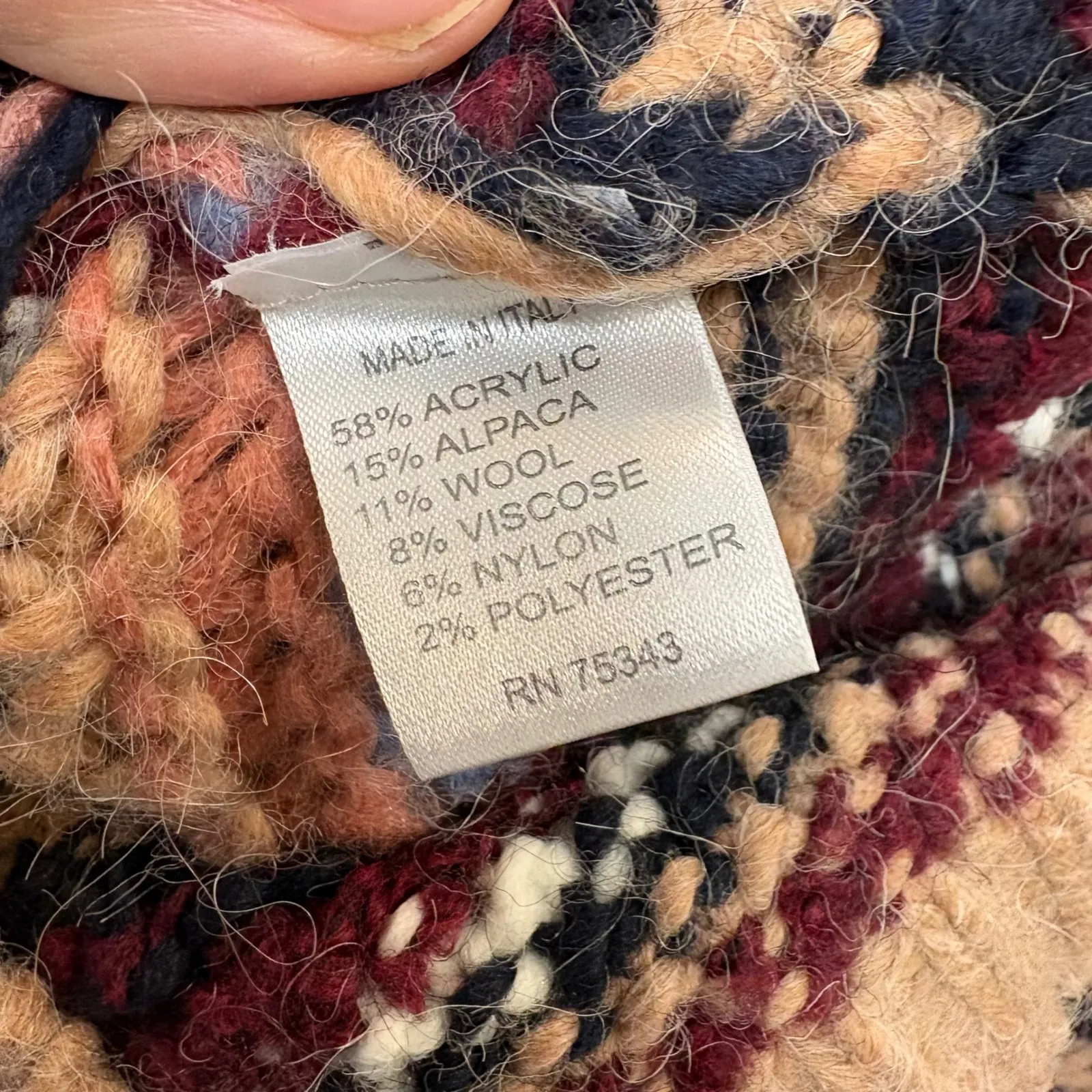 Elsamanda Made in Italy Wool Alpaca Blend Striped Knit Sweater Women's M Pink Size M - Image 4