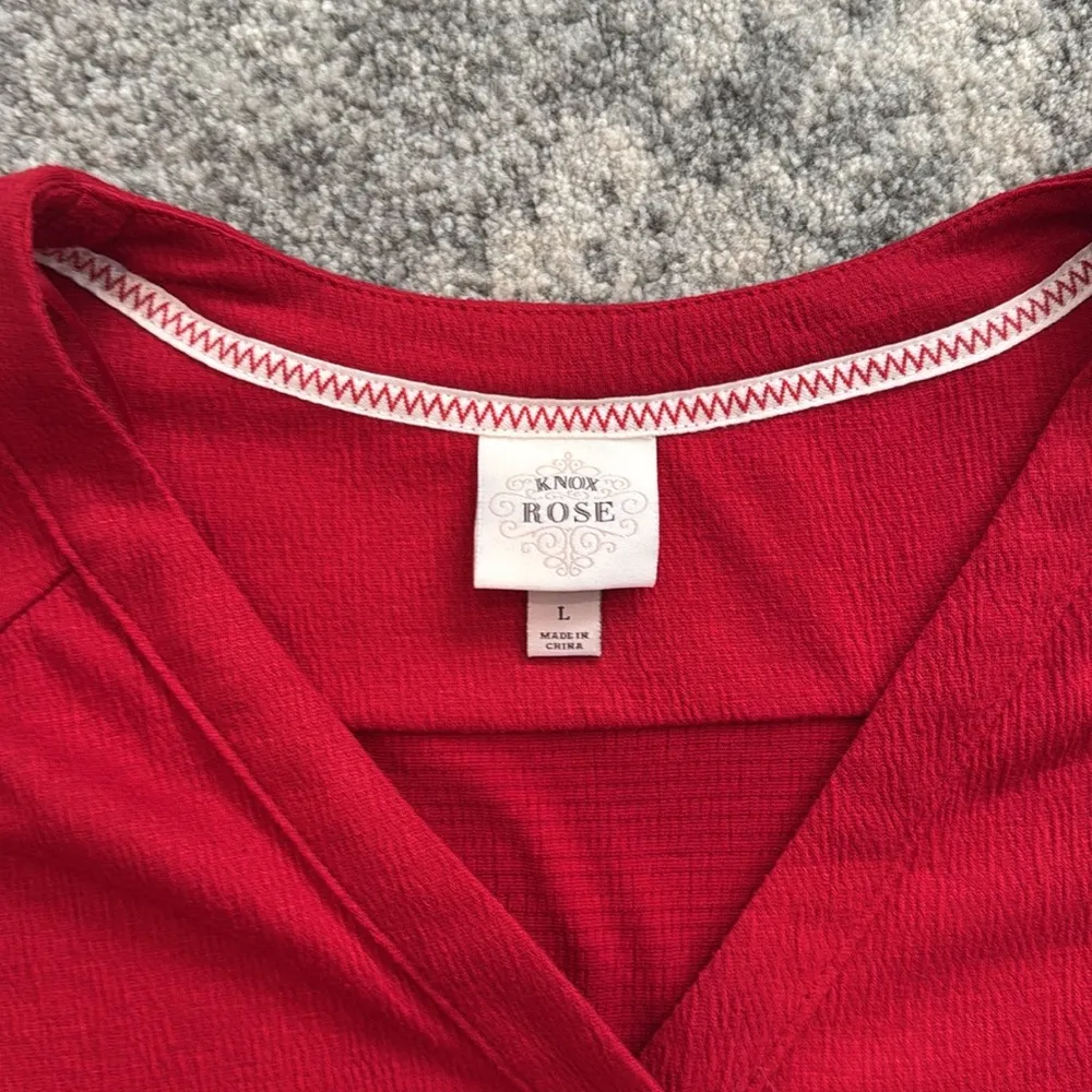 Red Short Sleeve Tiered Mini Dress - Image 4