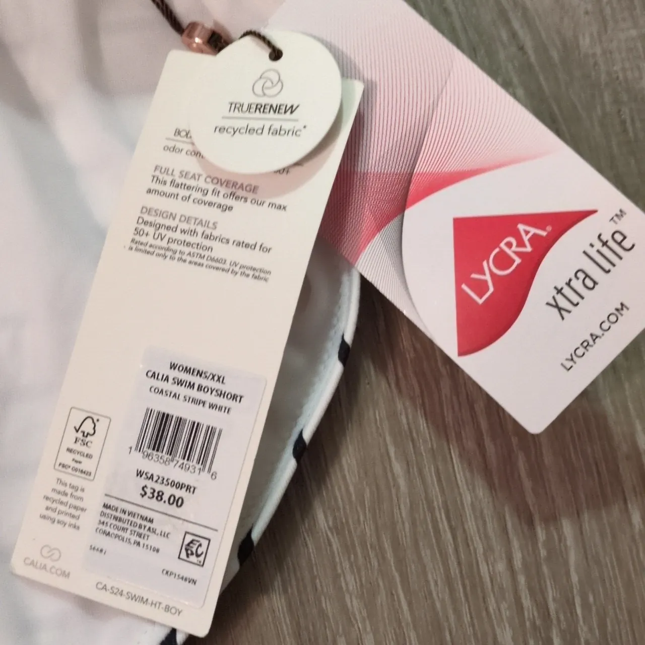 Calia Coastal Stripe White Boyshort Swim Bottoms Size XXL Black - Image 3