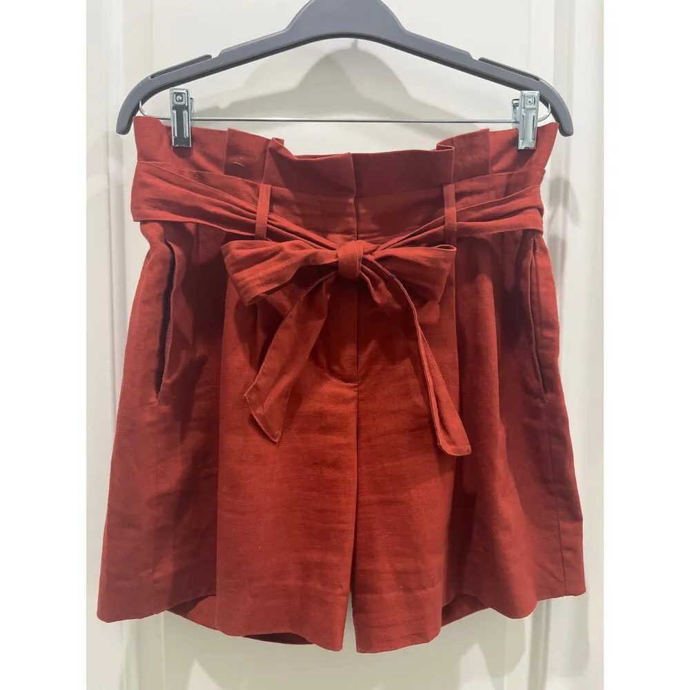 Boden St Ives Paper Bag Shorts in Brick Red Sz 6 - Image 2
