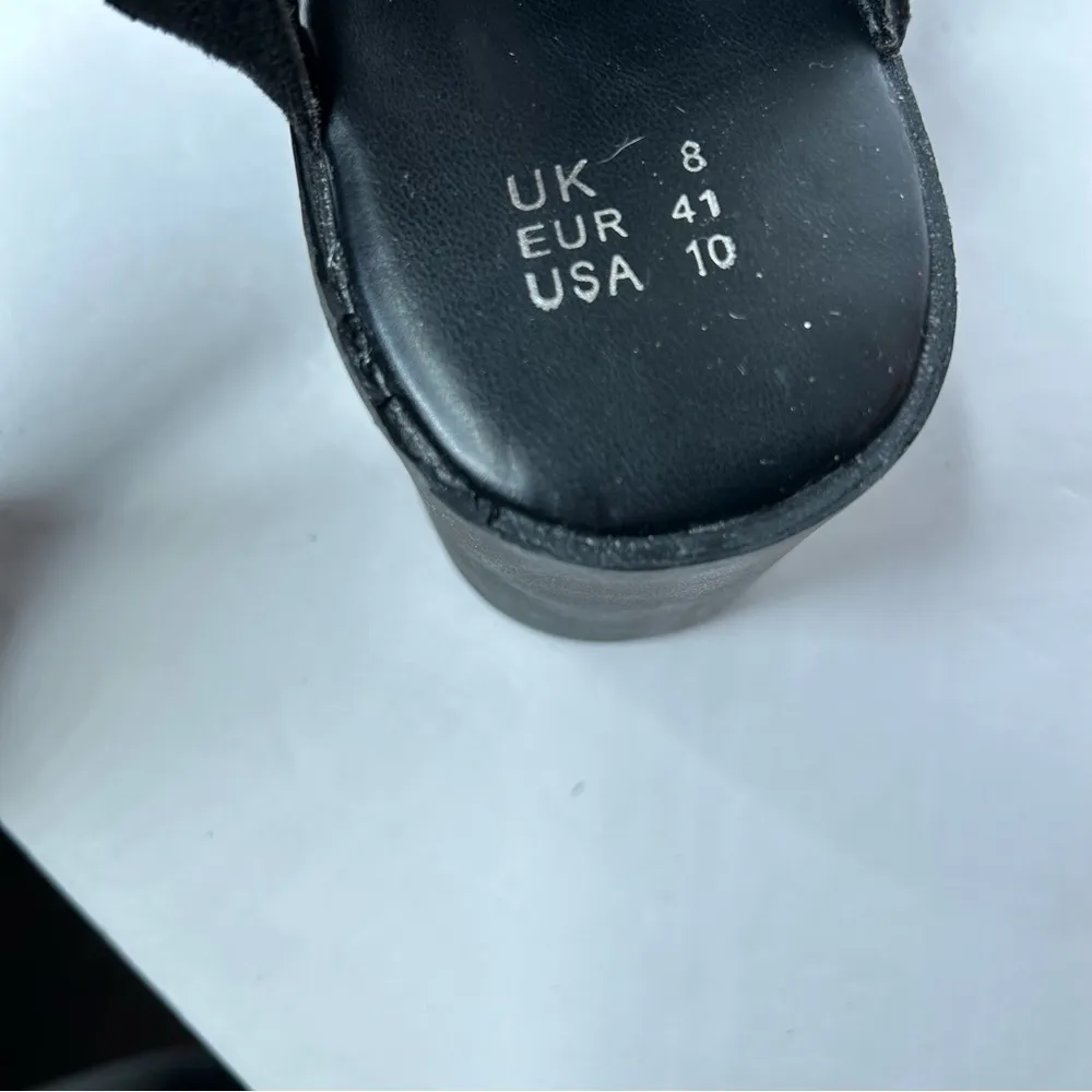 New Faux Suede Leather Chunky Black Platform Sandals 10 Adjustable Straps - Image 6