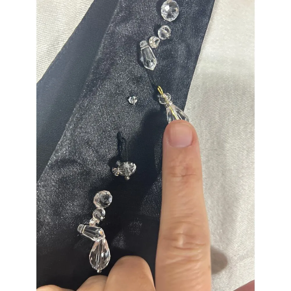 Zara Crop Top XS Black Satin Beaded Festival NEW - Image 4