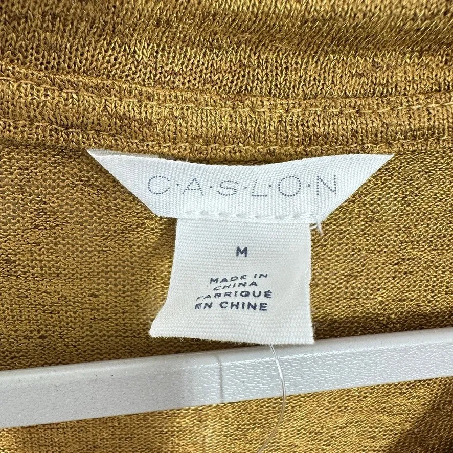 CASLON Bronze Mustard Gold Marled V Neck Twist Front Short Sleeve T Shirt Top - Image 4