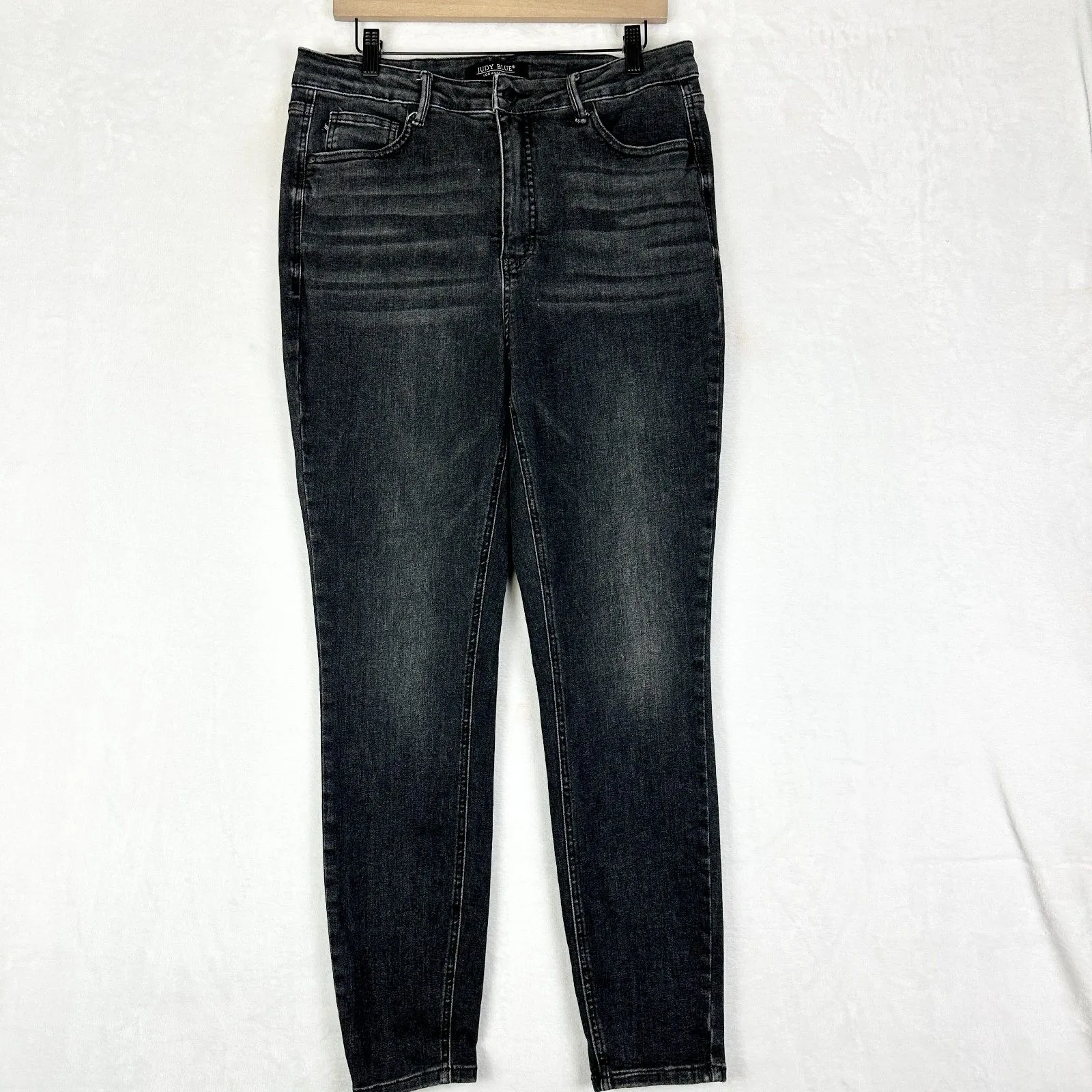 Judy Blue Tummy Control Black Wash Skinny Jeans Size 15/32 Stretch High Rise - Image 3
