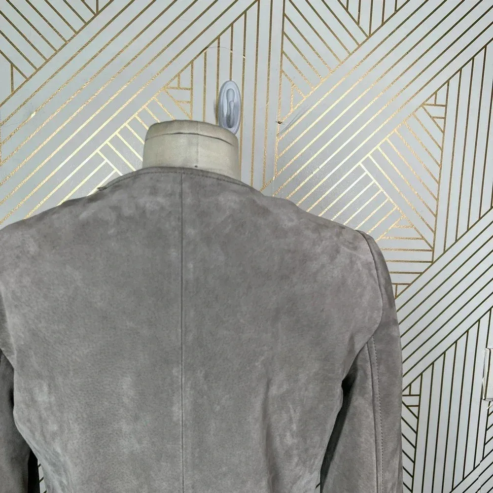 Soia + Kyo Collarless Zip Front‎ Suede Jacket Tan Brown Size US Small - Image 9