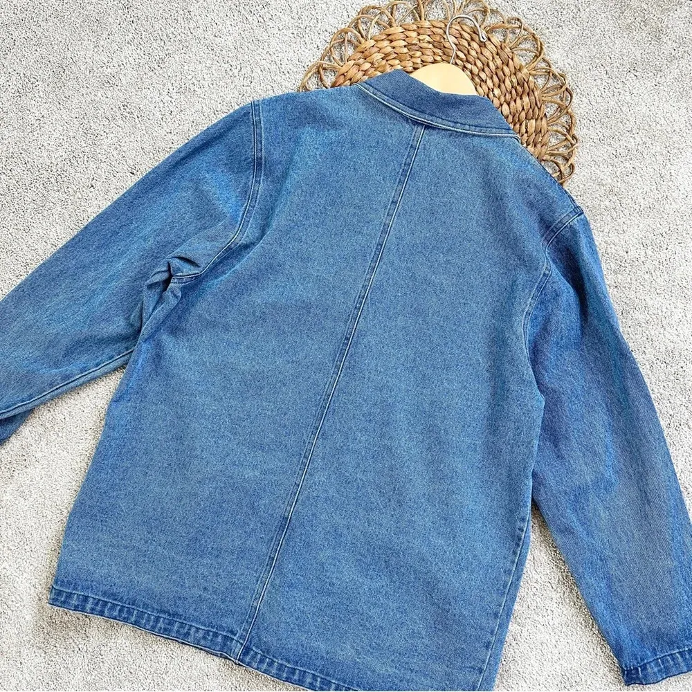 Apache Vintage Denim Single Breasted Blazer Jean Jacket Blue Y2K 80s Size L Size L - Image 5