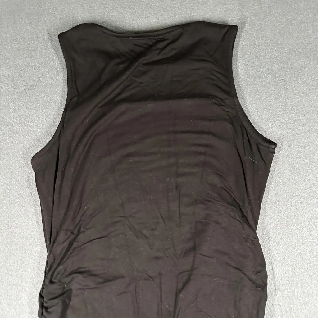 Saks Fifth Avenue Dress Womens Small Black Sleeveless Ruched Modal Blend Lined - Image 10