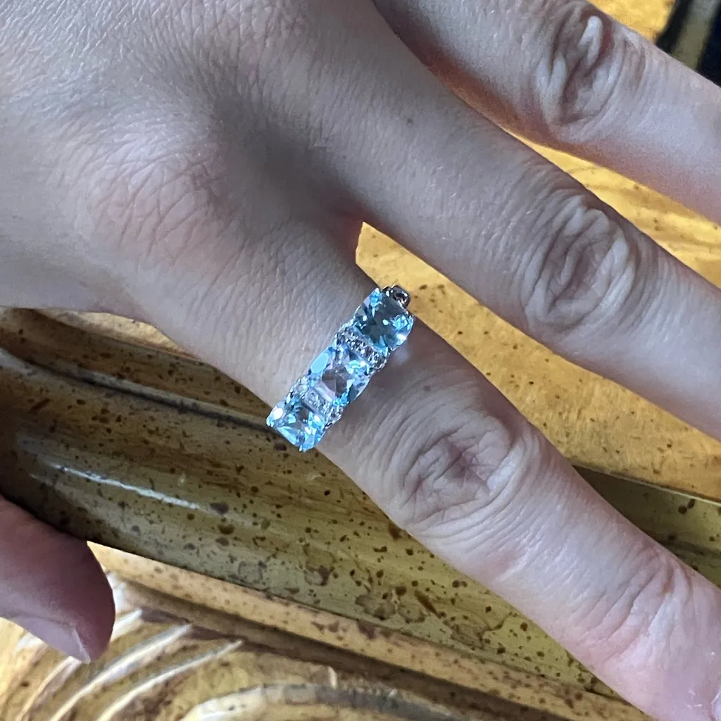Natural Sky Blue Topaz Sterling Silver Ring Size 9 - Image 4