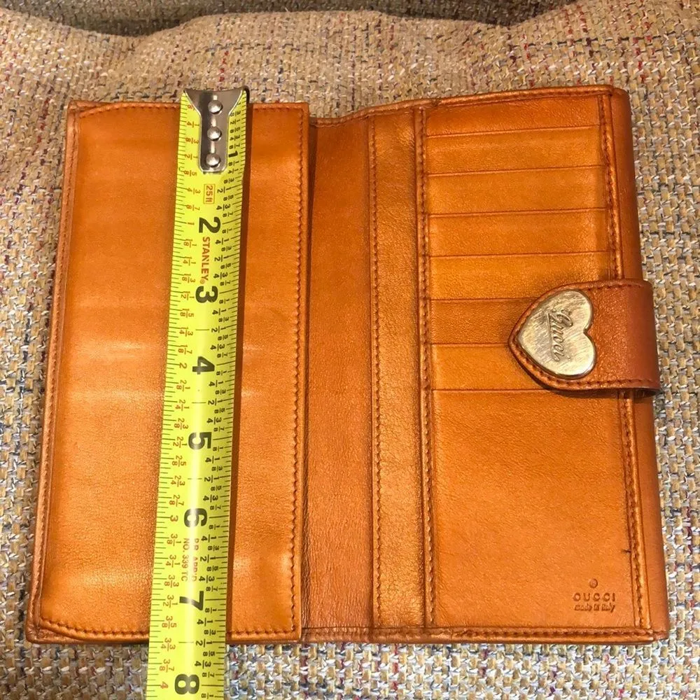 GUCCI GG Monogram Canvas & Leather Heart Clasp Full Length Continental Wallet - Image 11