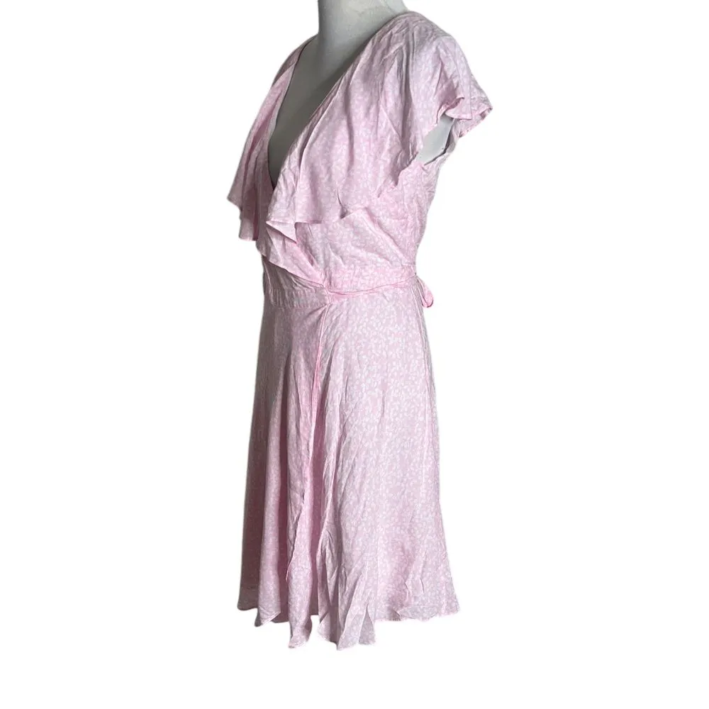 Draper James‎ Short Wrap Dress Size M Pink White Floral Ruffles Flowy Feminine - Image 5