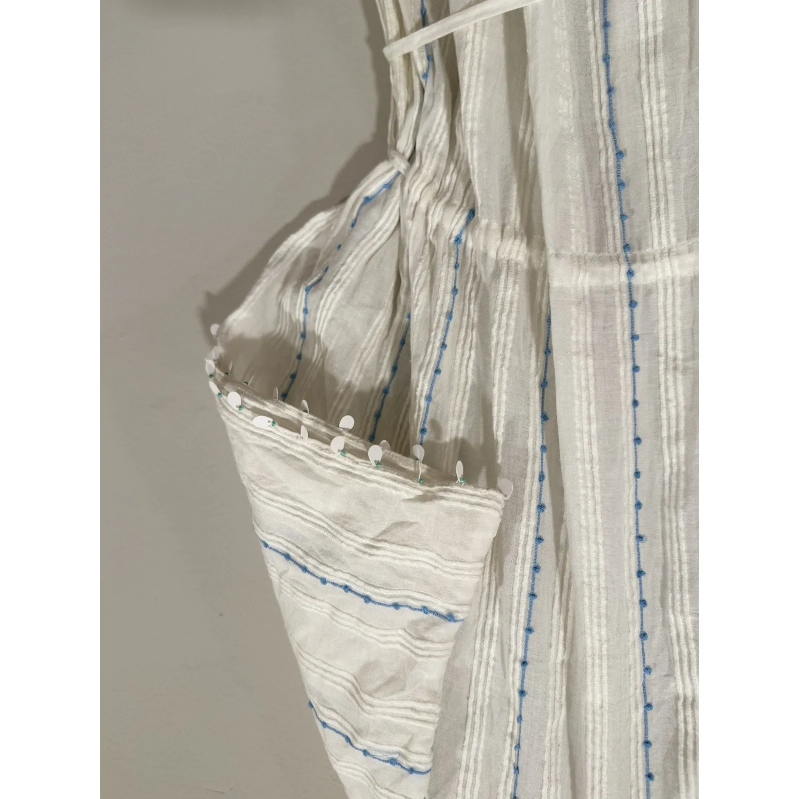 Anthropologie Duet Womens Anais Kaftan Dress White Blue Striped One Size 2353 - Image 3