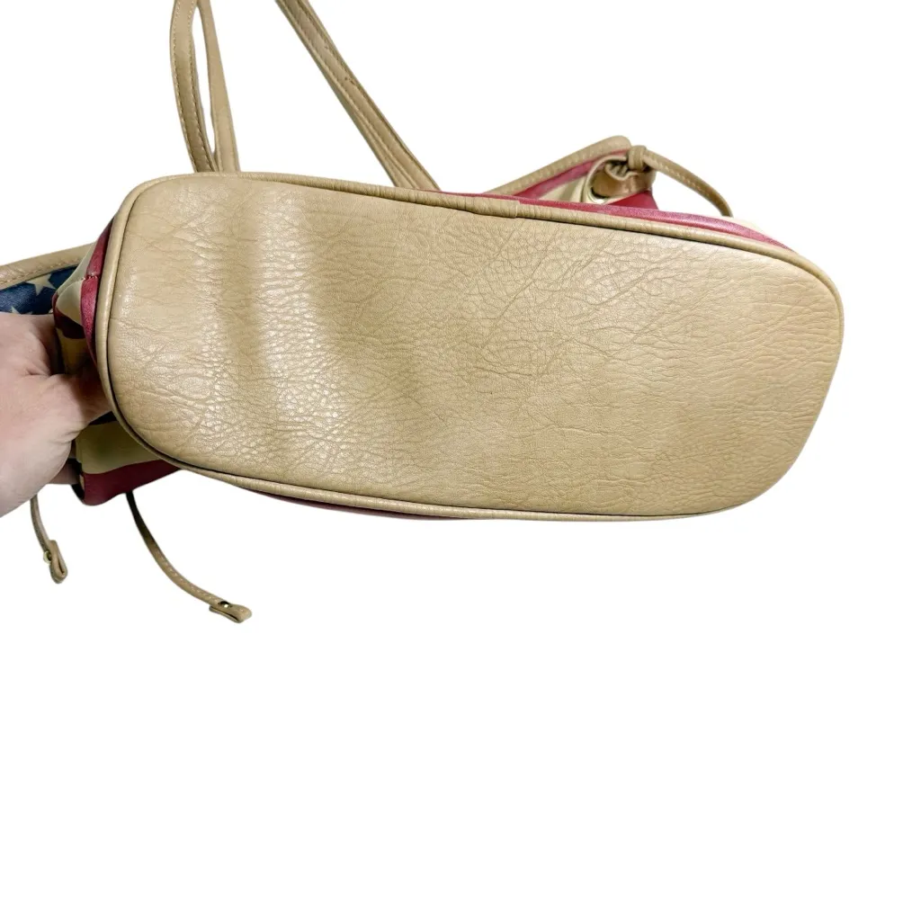 USA American Flag Leather Shoulder Tote‎ Blue - Image 2