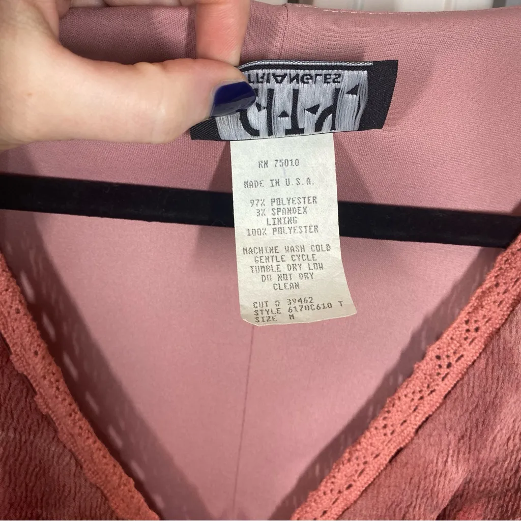 Vintage 90s/Y2K City Triangles Flouncy Mini/Midi‎ Dress Tie Straps Flirty medium - Image 3