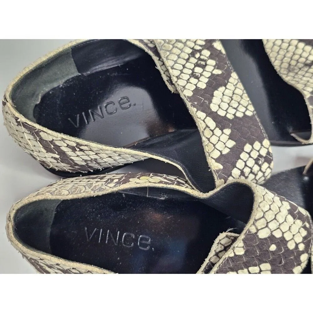VINCE Salina Python Snake Print Flat Strap Sandals Black Cream Color Size 7.5M - Image 7