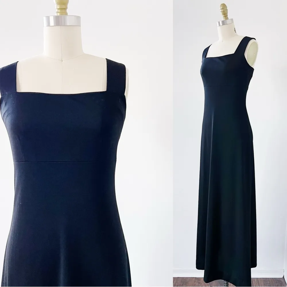 vintage • 70s black maxi dress gown Fred Rothschild sleeveless a - Image 6