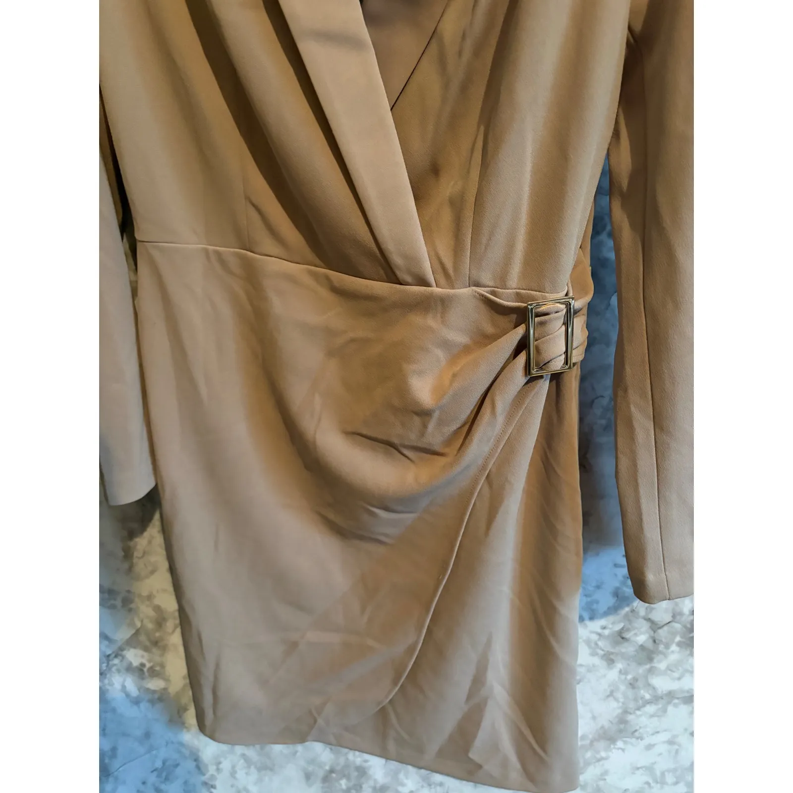 Tommy Hilfiger Women's Blazer Buckle Front‎ Long Sleeve Tan Size 10 Dress NWT - Image 3
