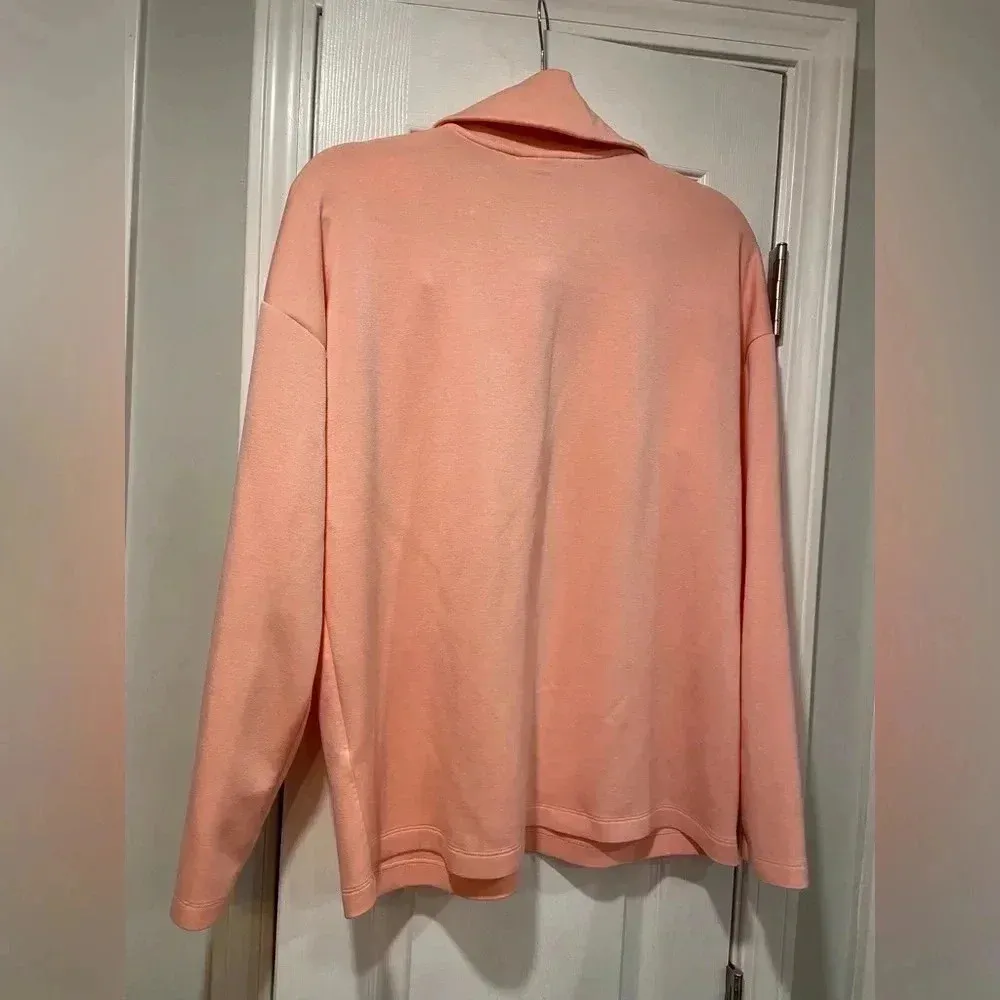 J Jill Fit Sleek Double Knit Snap Front Collared Long Sleeve Pullover Top Size M Orange Size M - Image 8