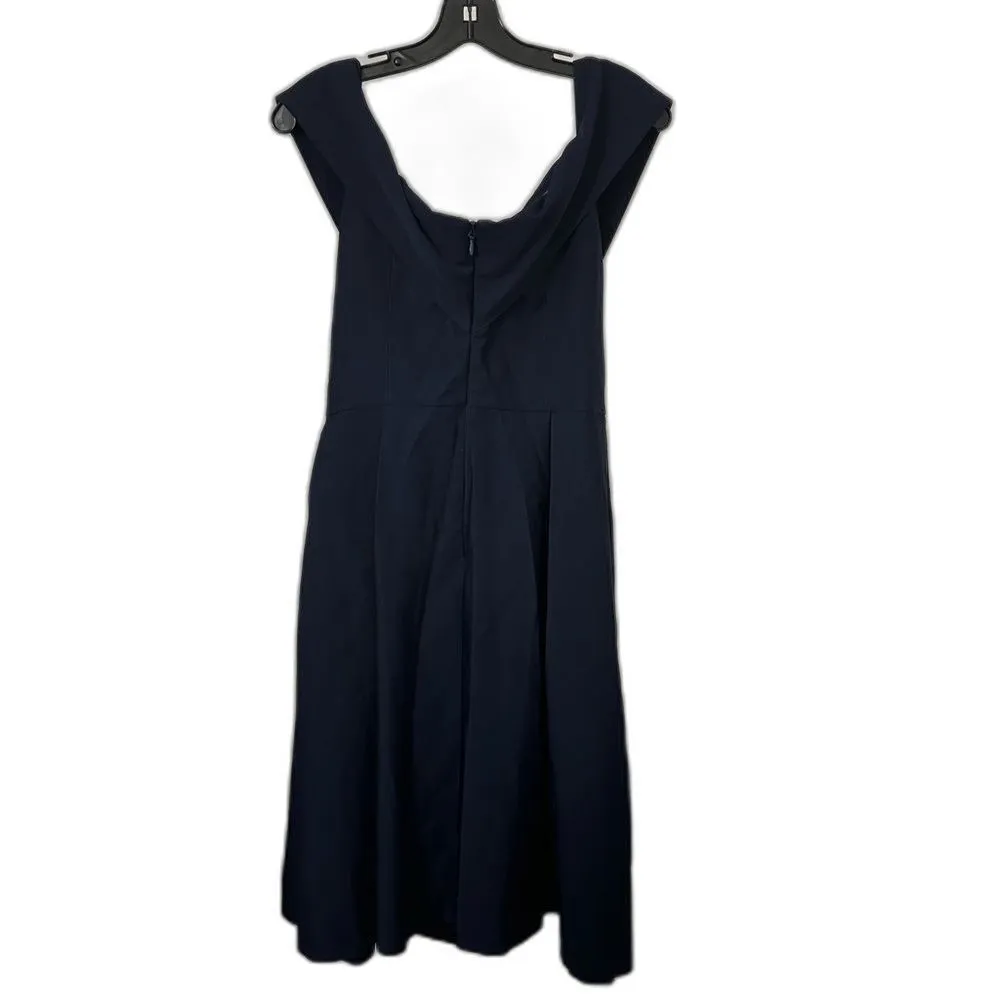 Chi Chi London Navy Bardot Wrap Skater Dress Size 8 Blue - Image 5