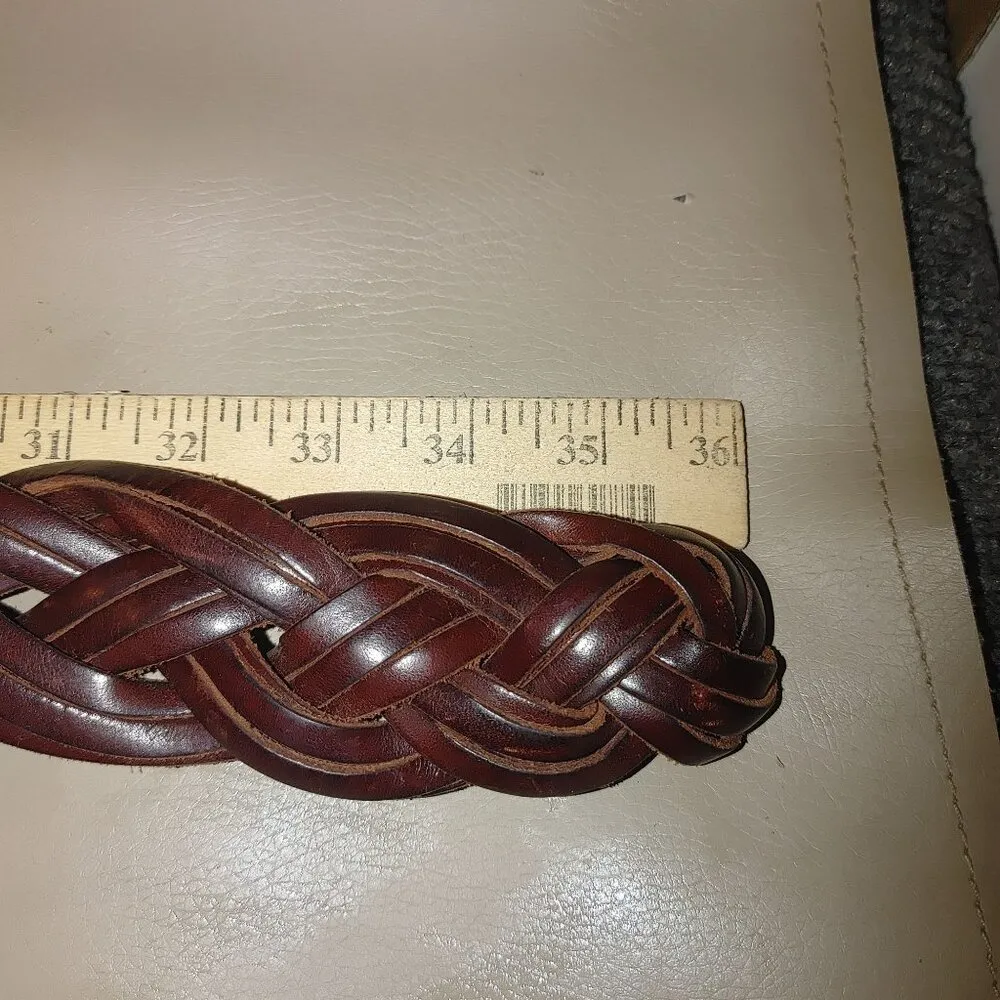 Leather Belt Limited Size 32 Large London Large Braided Paris New York Brown - Image 7