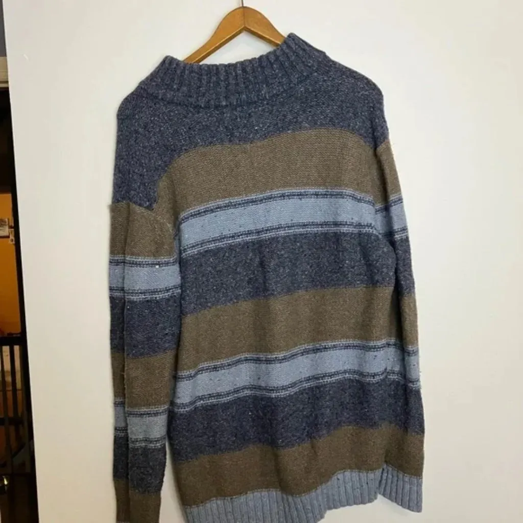 MAINE New England Blue Cream Striped Wool Grandpa Sweater Size XL - Image 6