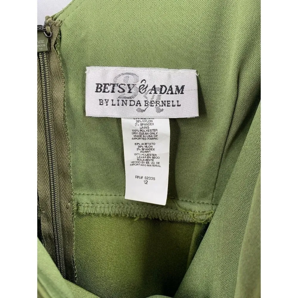 Vintage Y2K Betsy & Adam by Linda Bernell Green Satin Sheath Dress Size 12 - Image 4