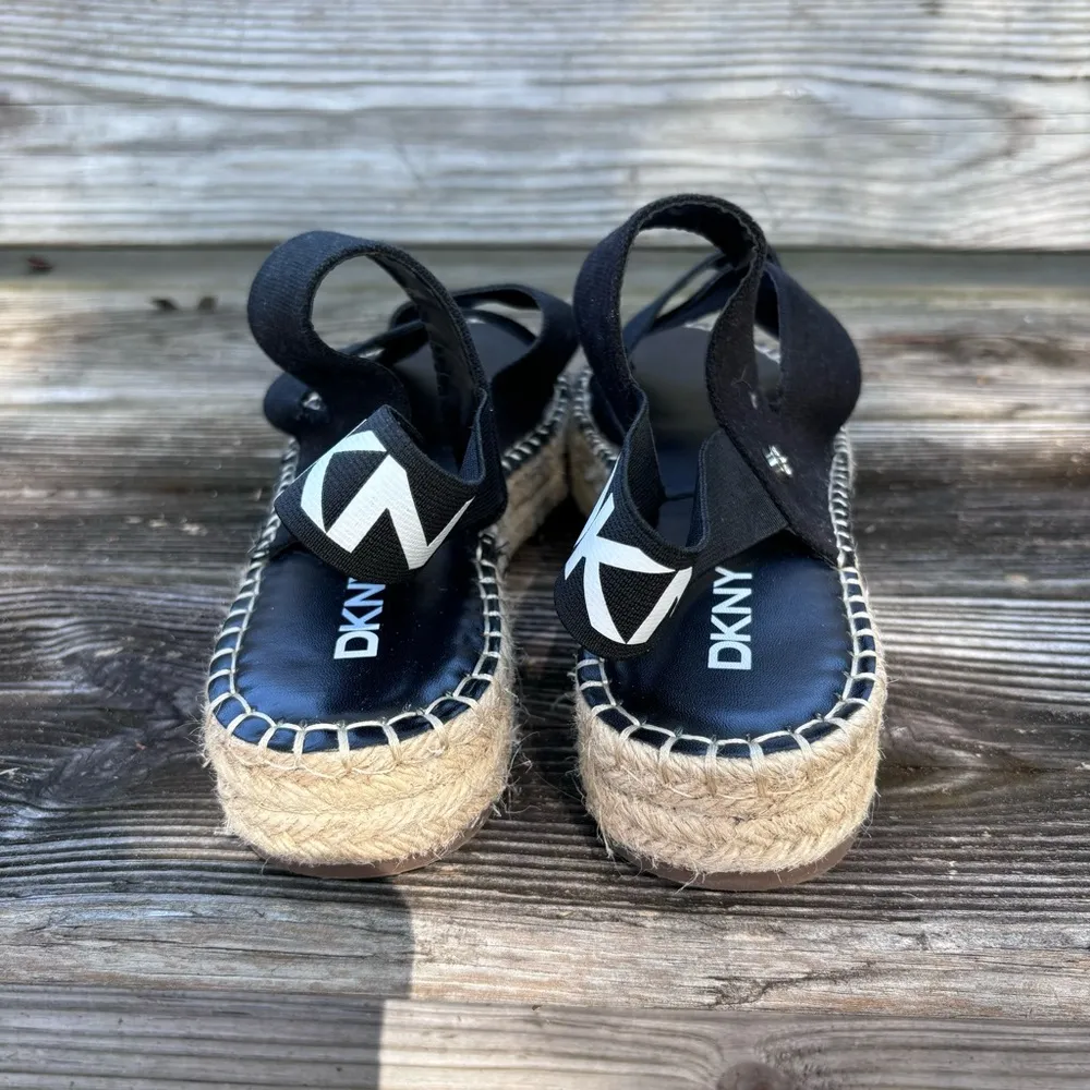 DKNY womens strappy espadrille sandals vacation beach summer black 10 - Image 3