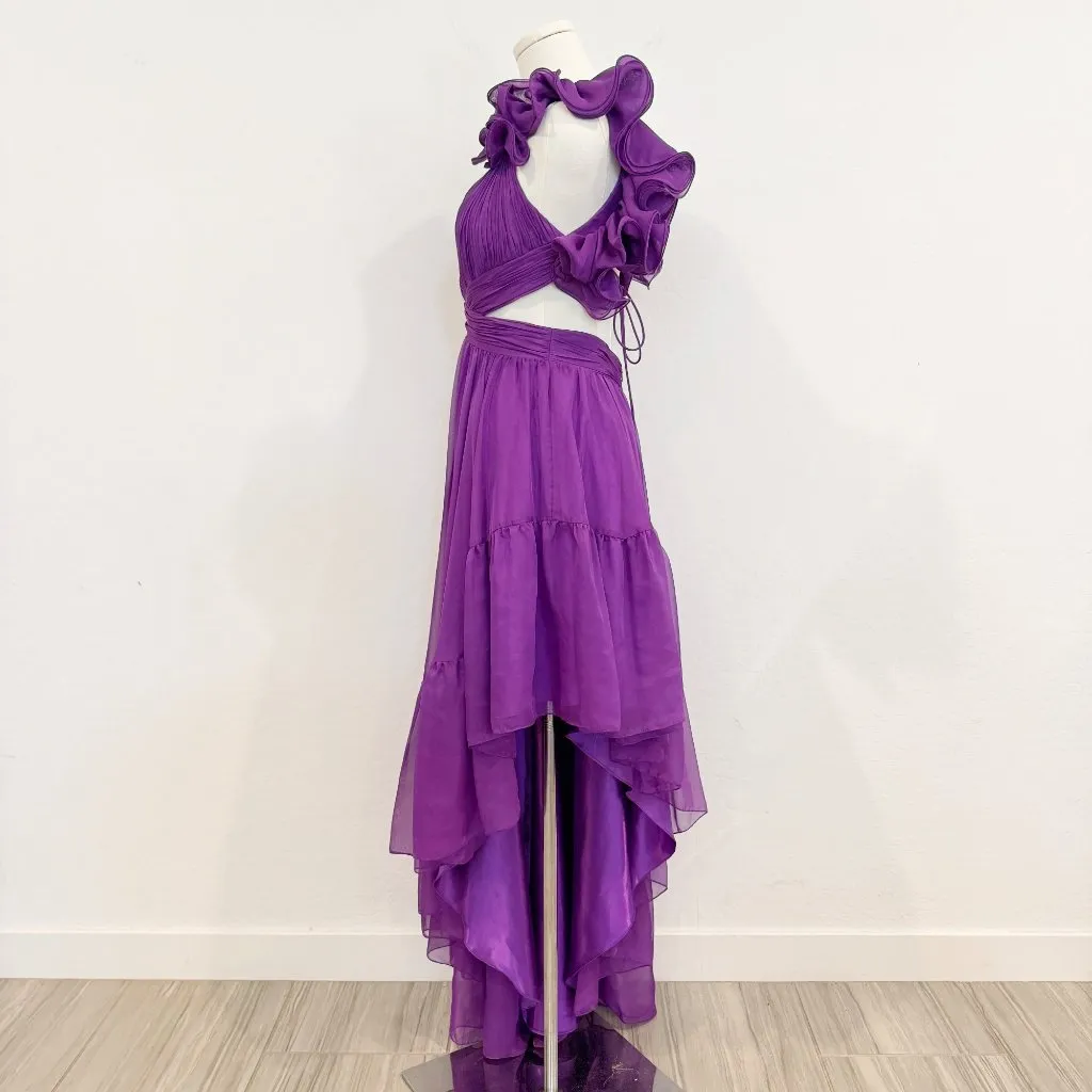 Mac Duggal 68641 Purple Formal Ruffle Gown Luxury Designer Dress Party Size‎ 2 - Image 7