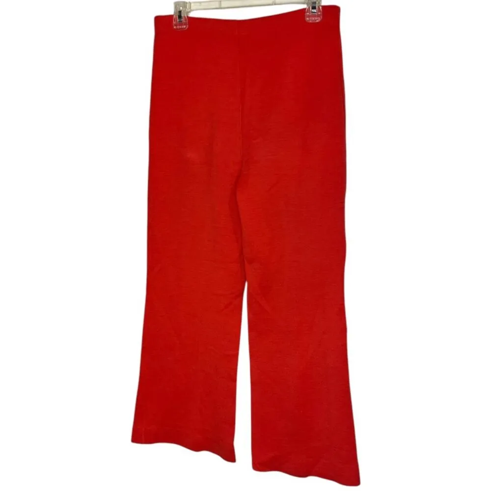 Vintage Women's 12 Retro Pull On Flare Pants Bright Red Orange Disco Go - Image 2