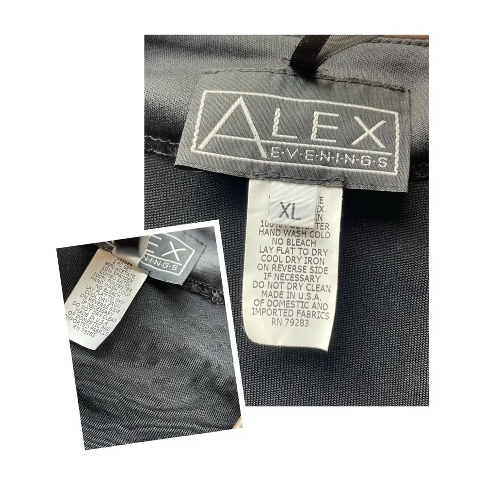Alex Evenings formal Jacket Open front Black floral Size XL Metallic stretch - Image 5