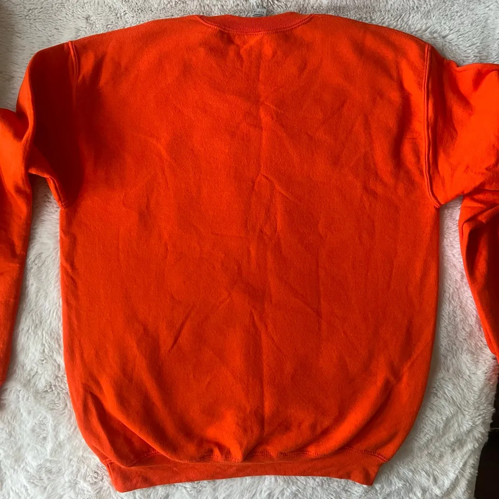 Women's HALLOWEEN Orange 'Creep It Real' Custom Graphic Sweatshirt Size S - Image 4