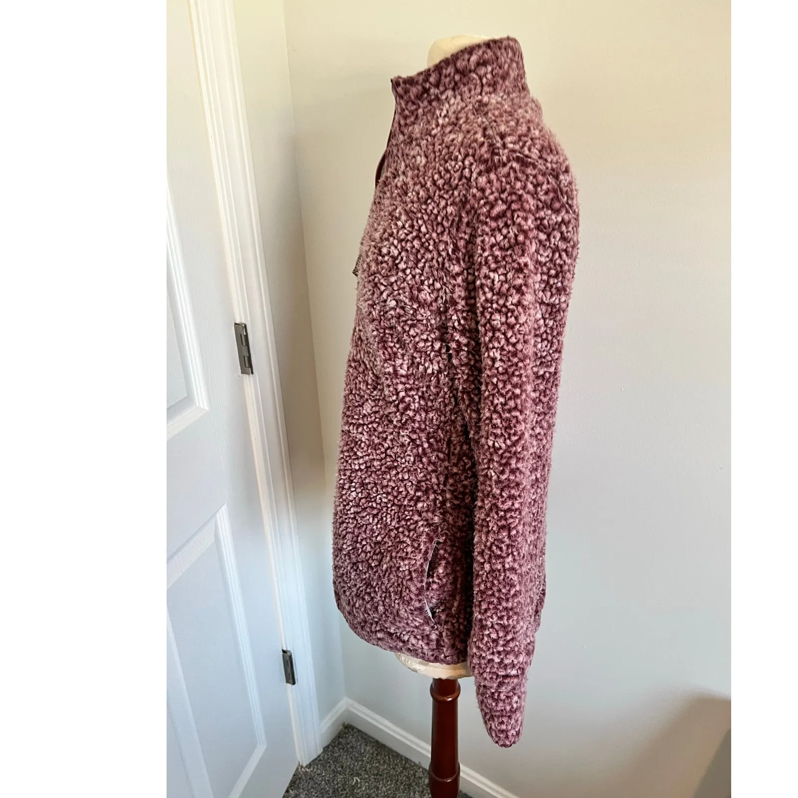 Weatherproof Vintage Faux Fur Pullover Quarter Zip Jacket Small - Image 3