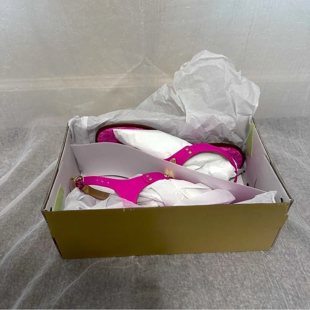 Michael Kors MK Plate Women's Faux Leather Slingback Thong Sandals NWT - Image 7