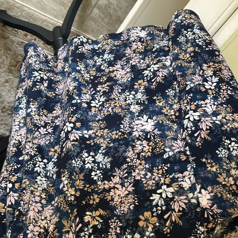 J. Jill pure easy knit two pocket navy floral comfy dress 100% cotton XL Petite‌ Blue - Image 4